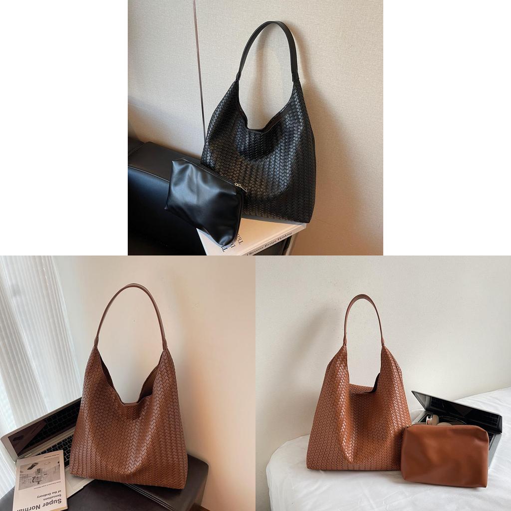 Pu Handheld Water Bucket Bag For Women With Woven Design And Large Capacity For Daily Use