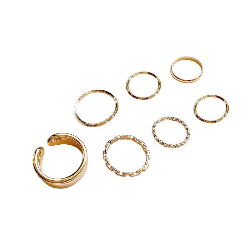 Korean Geometric Ring Set: Trendy Fashion for Index & Pinky Fingers