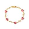 Tide Multiple Color Flower Rhinestone Branch Leaf Bracelet Dopamine Niche Sense Copper Women's Bangle Gifts