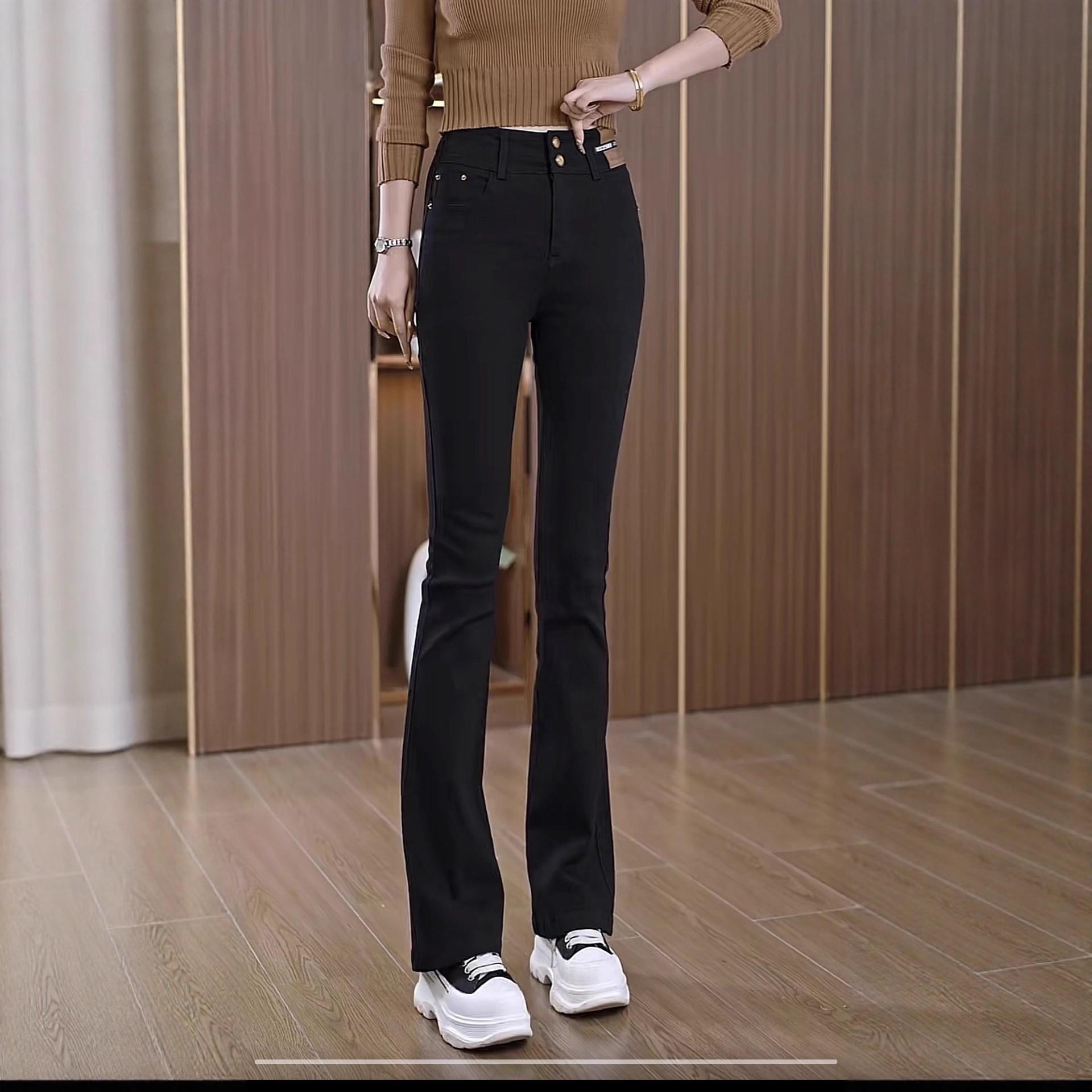 

Women s High-Waisted Micro-Flare Jeans, Autumn/Winter 2025 - Versatile, Slimming, Fleece-Lined Bell Bottoms. M [95-105 cm]