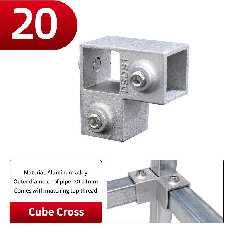 20x20mm Čtvercová trubka Třícestný 25x25mm 30x30mm Hliníková slitina Koleno Spojka Příslušenství Pevný spoj trubky