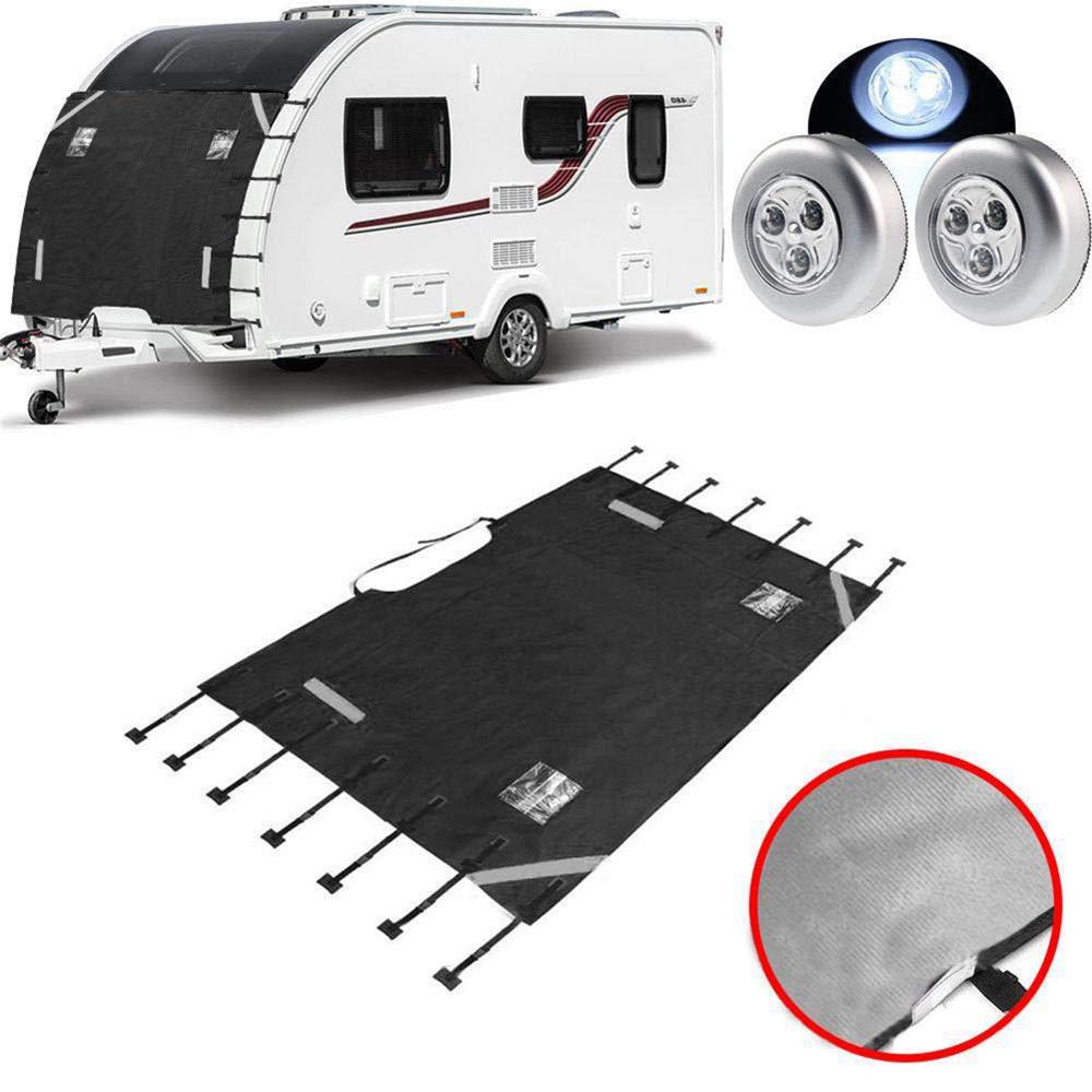 

Caravan Front Towing Cover RV Waterproof Protect +2 LED Lights Heavy Duty Part