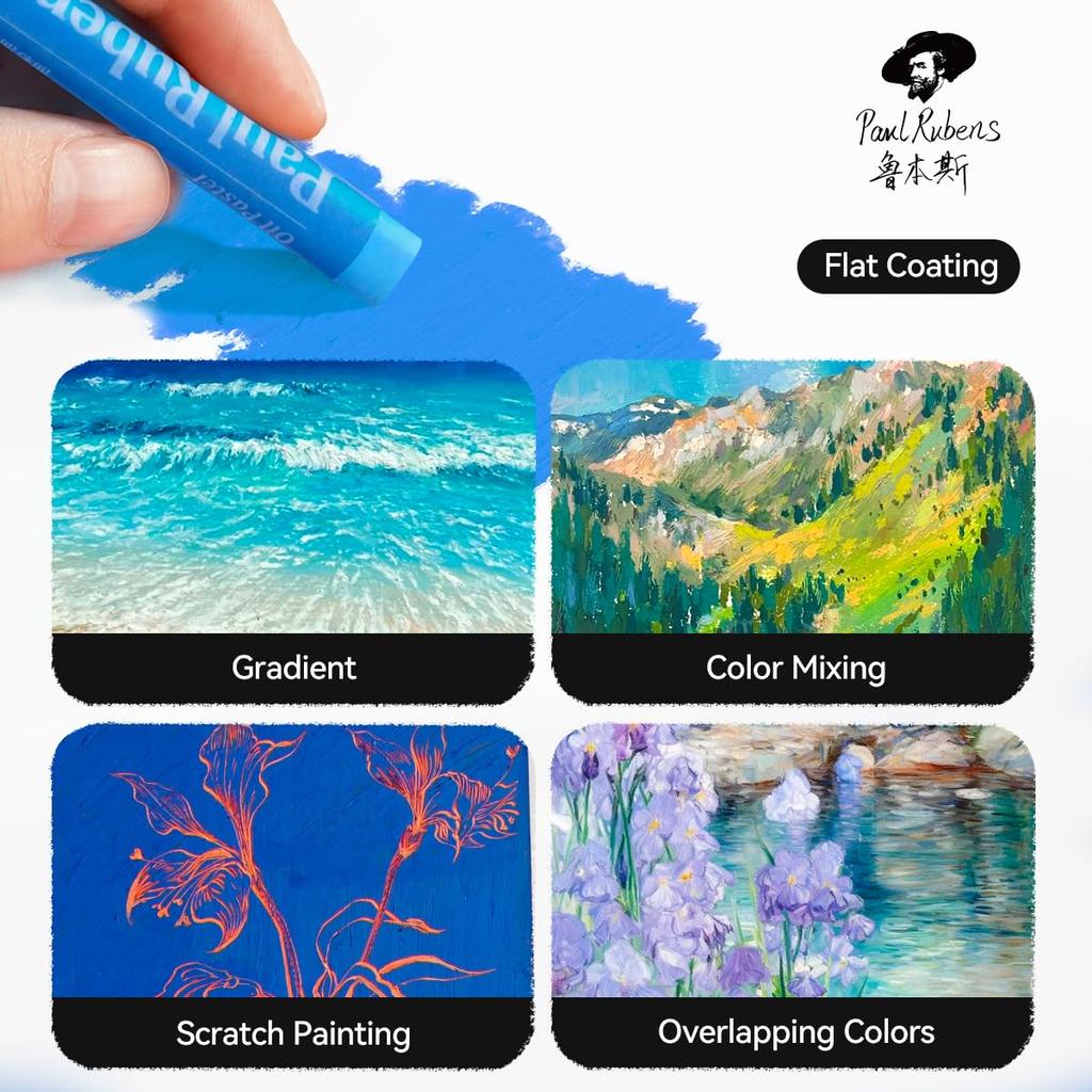 Paul Rubens Artist's Oil Pastels, 72 Landscape Colors, Artist's Soft Oil Pastel Set, Vibrant and Creamy