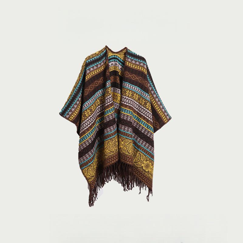 Pelerină de damă în stil etnic nord-vestic: Șal și eșarfă groase de prerie din Xinjiang, Tibet și Yunnan