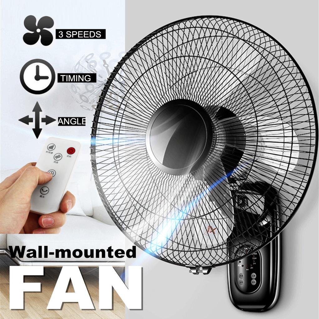 60W Remote Control Electric Fan Oscillating Wall Mounted Fan Home Restaurant 3 Gears Adjustable Industrial Air Cooling Fan 220V