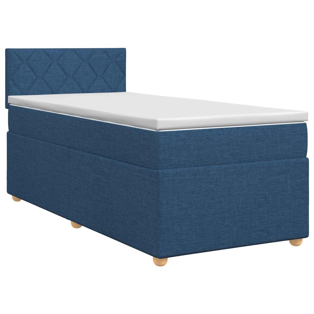 Box Spring Bed with Mattress and Headboard Blue 90 x 200 cm Fabric