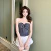 #Summer new pure desire striped strap-on tube top women's inner plus non-slip strip fixed with chest pad to look thin