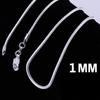 Trendy Copper-Plated 925 Silver Snake Bone Chain Jewelry, 1MM