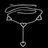 Mei Mary Europäische und amerikanische Strass-Herz-Taillenkette - Sexy Strand-Bikini-Gürtel - Damen-Körperkette