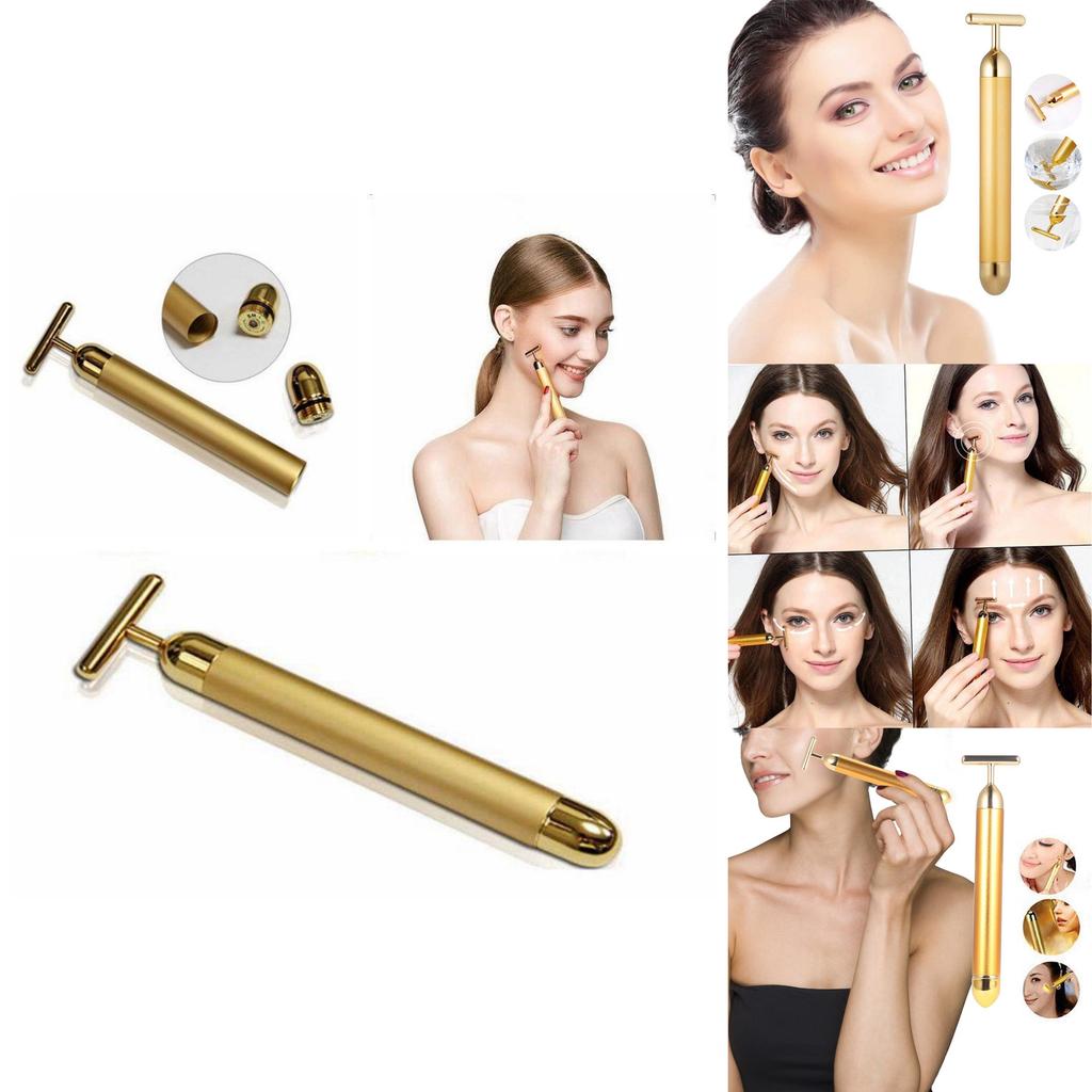 Premium Goldener Gesichts-Massage-Stab Elektrischer Gesichtsmassager Schönheitswerkzeug für Zuhause und Spa-Anwendung
