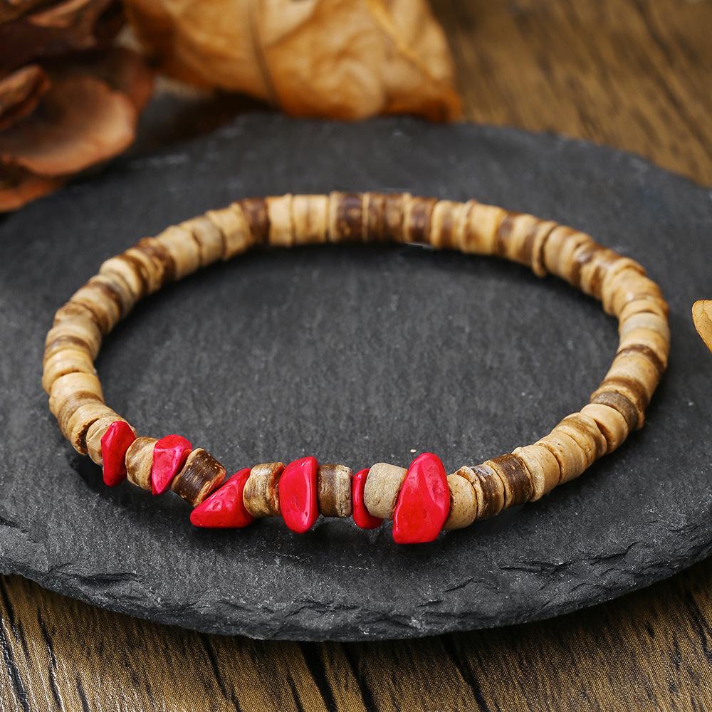 Coconut Shell Beaded Bracelet Female Bohemian Rice Flake Turquoise Blue Gold Gravel Bracelet Bracelet