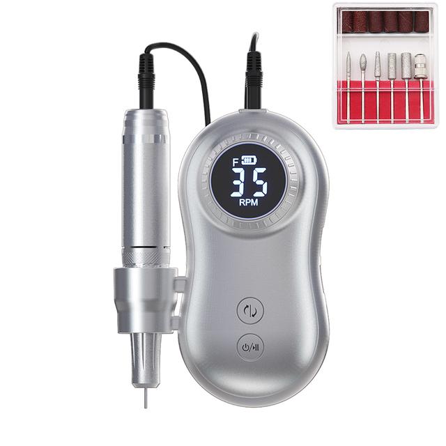 35000RPM Nail Machine Manicure Machine Electric Nail Drill Machine Electric Nail File LED Display Rechargable For All Gel
