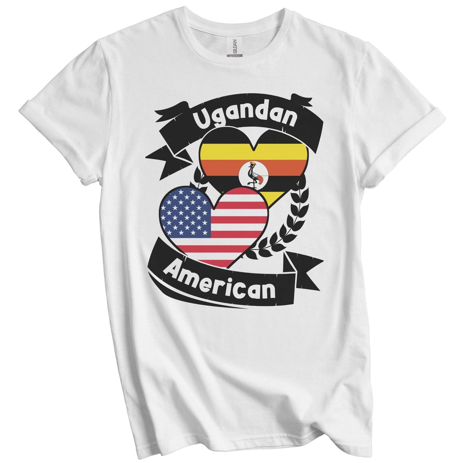 Ugandan American Hearts USA Flag Uganda Flag T-Shirt S