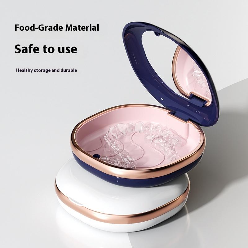 1 Pcs Braces Case With Mirror Dental Retainer Box Case Magnetic Aligner Mouth Guard Container For Teeth Travel False Denture Box