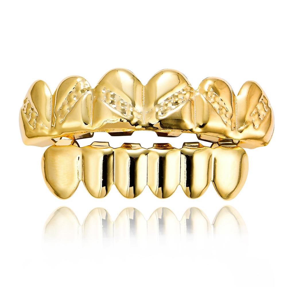 Hip Hop Rock Halloween Costume Party Hip Hop Braces Real Gold Plated Glossy Twill For Men And Women Trend Braces