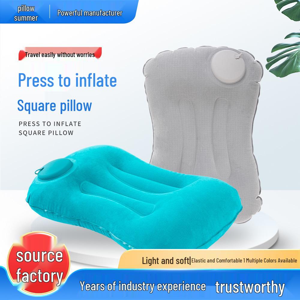 Portable PVC Press-Type Inflatable Travel Pillow: Foldable & Compact
