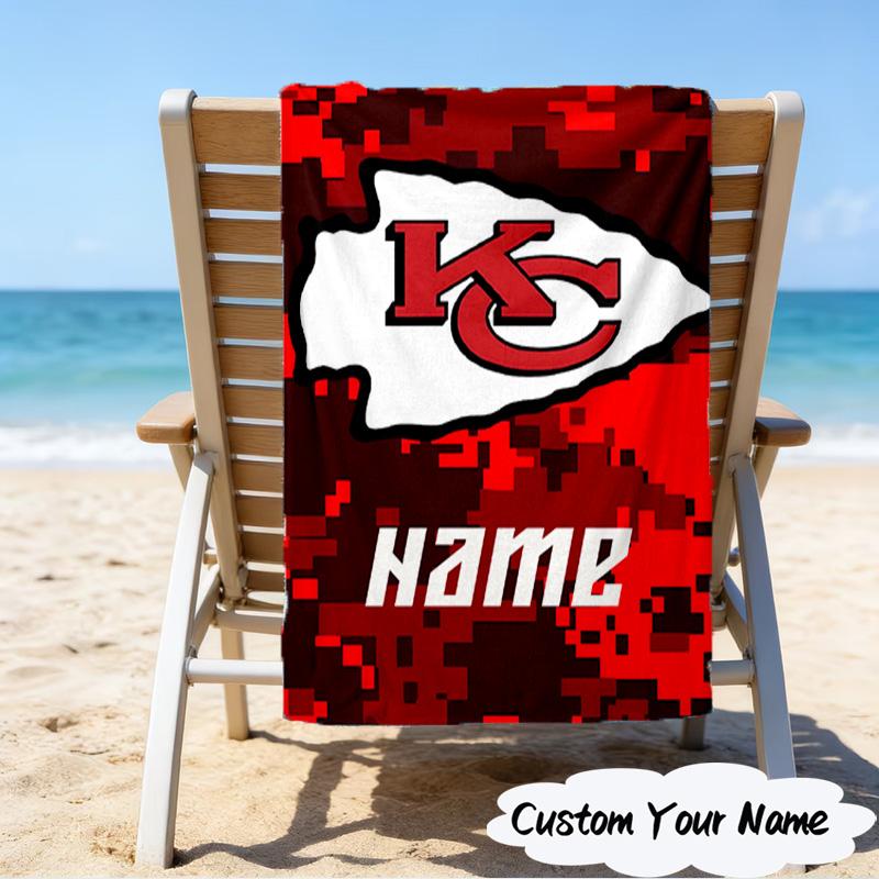 1PC Custom Name Beach Towel Kansas City Fan Gear Beach Towel, Suitable for Camping, Travel, Beach Accessories, Super Absorbent, Family Gift