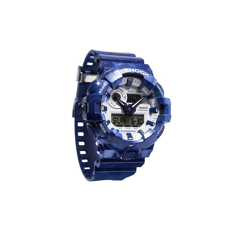 Casio Herren Flüssigkristall/Analog Dual-Display Serie Blaue Uhr GA-700BWP-2APFQ