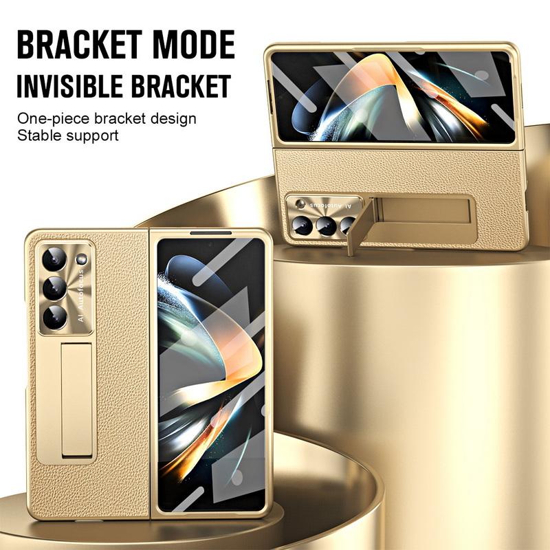 

Для Samsung Galaxy Z Fold5 противоударный жесткий чехол из закаленного стекла ПК с кронштейном, складной металлический чехол