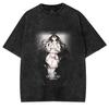 Albedo Overlord Men's Anime Gothic Y2K Washed Loose Summer Short Sleeve Harajuku Style T-Shirt