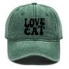 LOVE CAT" Print Snapback Baseball Hat, Animal Dad Hat Sporting Non-Stretch Fabric Lightweight Adjustable Buckle Adjustable Baseball Cap