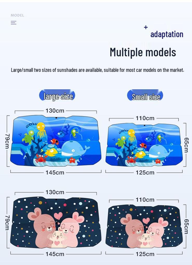 Cartoon Car Sunshade Umbrella for Front Windshield - Heat Insulation Protection