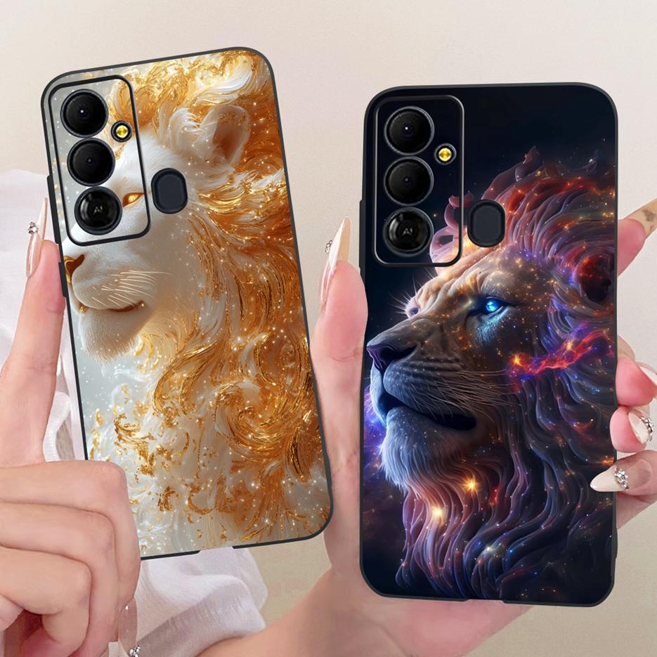 Für Tecno Pop 6 GO Hülle BE6j Niedlicher Löwe Mode Bemalte Abdeckung Weiche TPU Handyhülle Für Tecno Pop 6 Pro BE8 Pop6 GO Rückseite Taschen