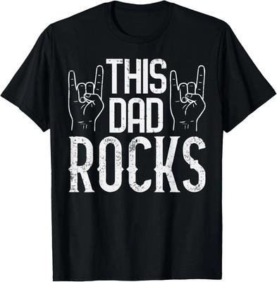 Fathers Day This Dad Rocks Cool Rocker Hand Papa Daddy Music T-Shirt