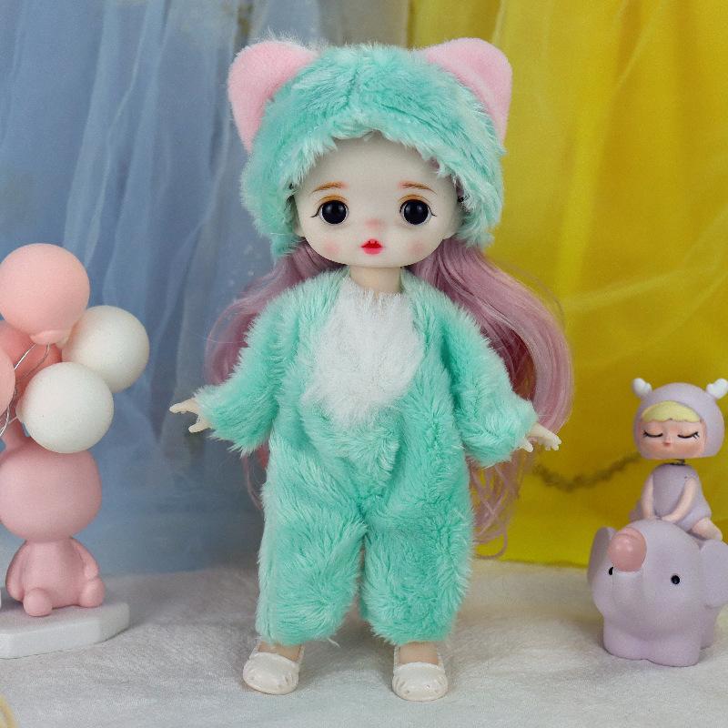 

Мини-кукла 16 см, игрушка-кукла для девочек, платье с милой пижамой, маска для глаз, подвижное суставное тело для детей, подарок на день рождения