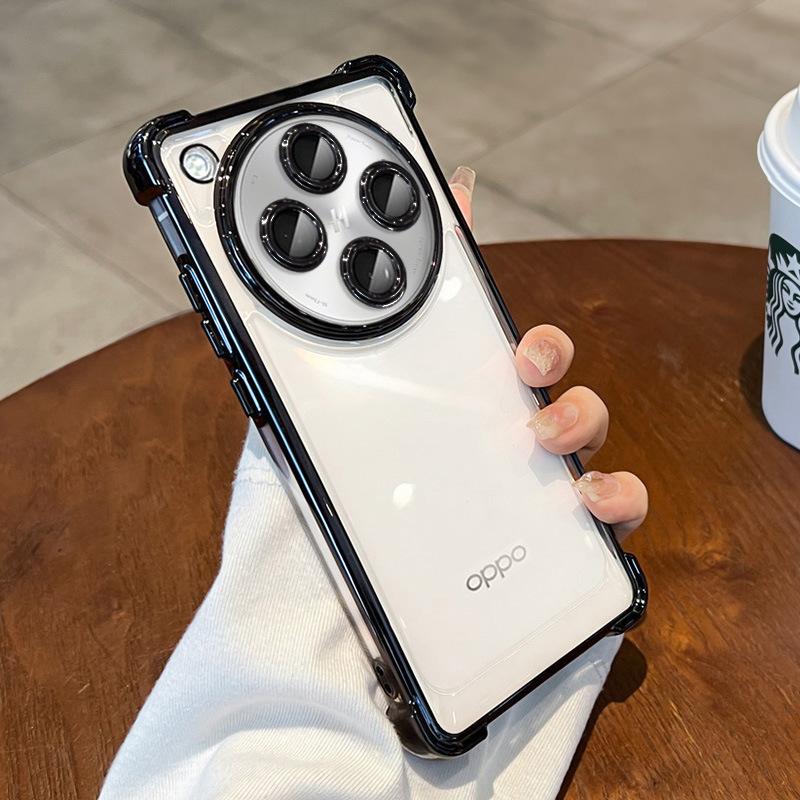 

Suitable for OPPO FINDX8 Phone Case A78, Four-corner Airbag Drop Resistance, Lens Film, Electroplated Transparent Soft Case FindX8pro чорний