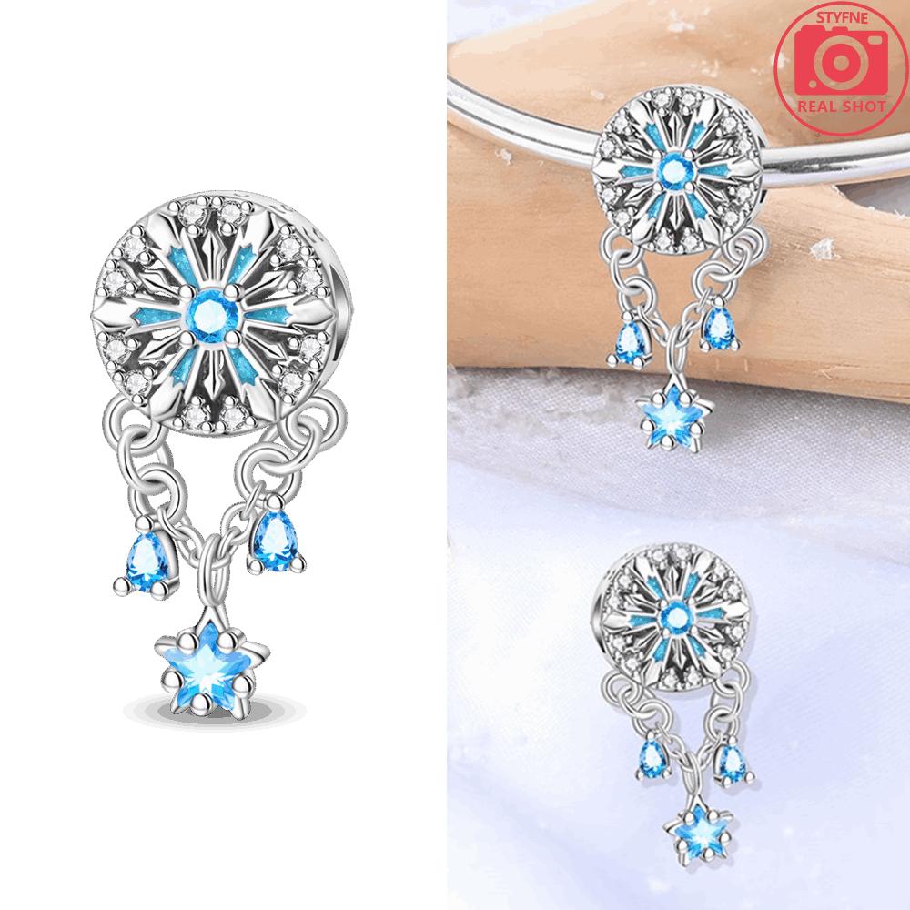 Moon Star Pendant Blue Ice Snow Glass Heart Dolphin Original Copper Beads Fit Bracelet Diy Jewelry Gift Accessory Making