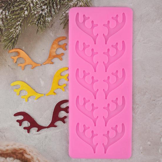 Forma Silikonowa na Masa Cukrową Róg Renifera Silikon Spożywczy Narzędzie do Dekoracji Czekolady Świąteczna Forma do Pieczenia na Dekorację Tortu i Deseru