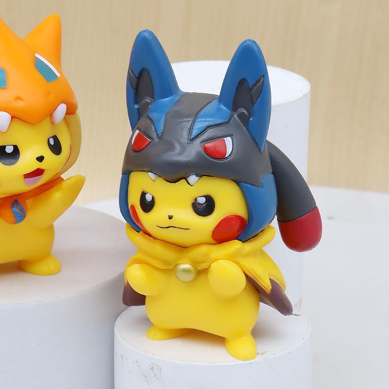 7Pcs/1Set Pocket Monsters Anime Figure Kawaii Pikachu Cosplay In Disguise Action Figures PVC Collection Model Dolls Toy Present