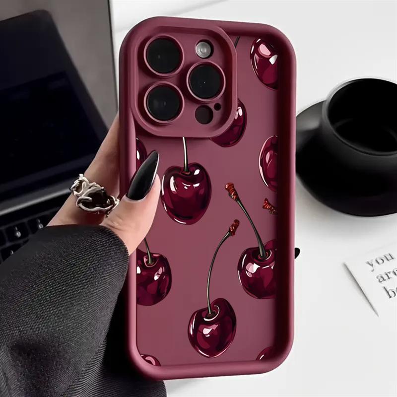 

Милий та стильний арт-принт з вишнями, чохол для телефону для серій iPhone 17 16 15 14 13 12 11 Pro Max Plus, двошаровий захист iphone 12 Pro