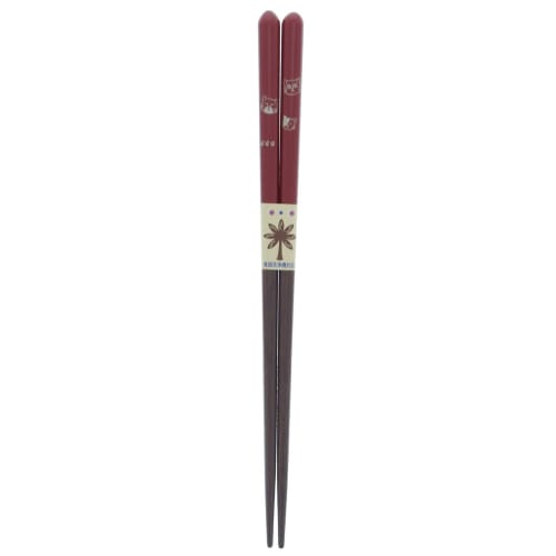 Ishida Japanese Chopsticks, Dishwasher Safe, Naughty Cat Design, Wooden (Natural Wood) and Acrylic, Red, 18cm