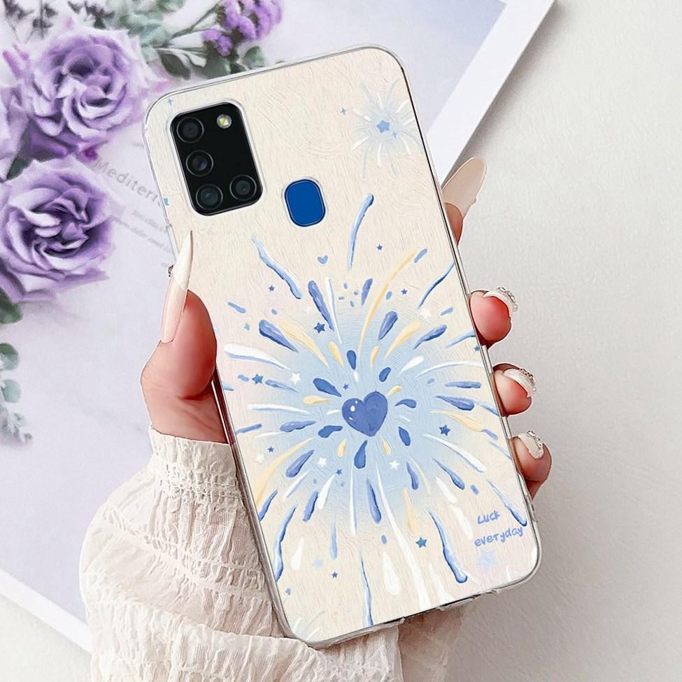 For Samsung A21s Case Cover Clear Fashion Luxury Cute Painted Back Cover For Samsung Galaxy A21s Phone Case A217F A217M A217N