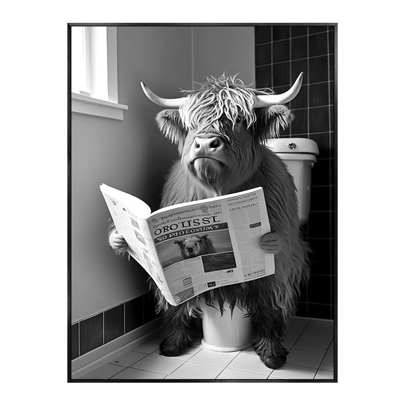 

Забавные животные, сидящие на туалете, плакат, корова, лев, тигр, милые декоративные картины, холст, настенная картина, современная ванная комната, туалет, декор 21x30cm No Framed