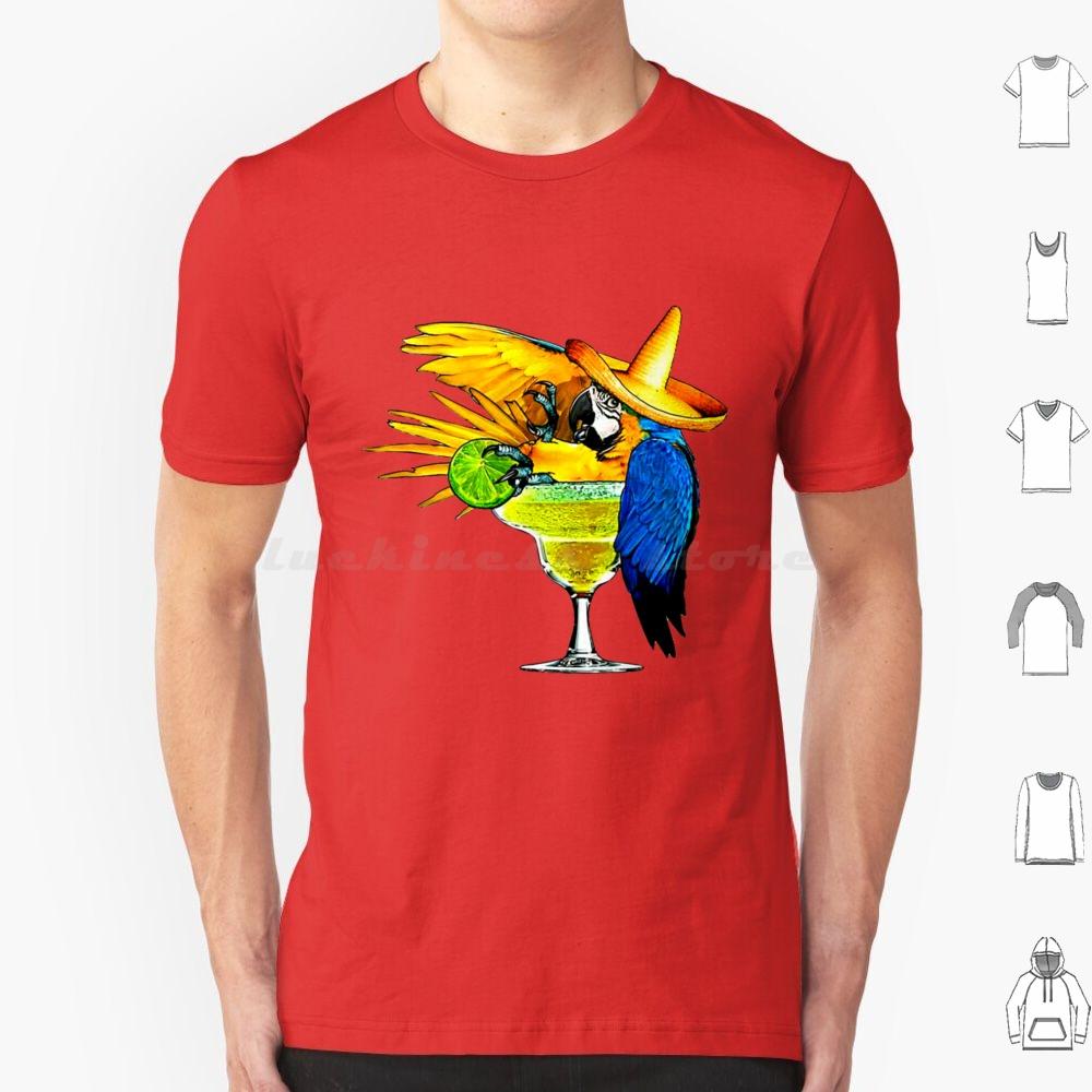 Parrot Drinking Tequila T Shirt Big Size 100 Cotton Jimmy Buffett Beach Parrothead Margaritaville Buffett Parrot Surfing
