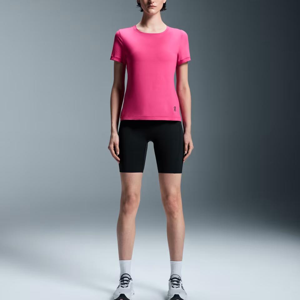 On Movement T 2024 Autumn Winter Fitness Training Series Fashi Logo Moisture Wicking Short Sleeve T-Shirt Women T-Shirts Pink 1WE30382503