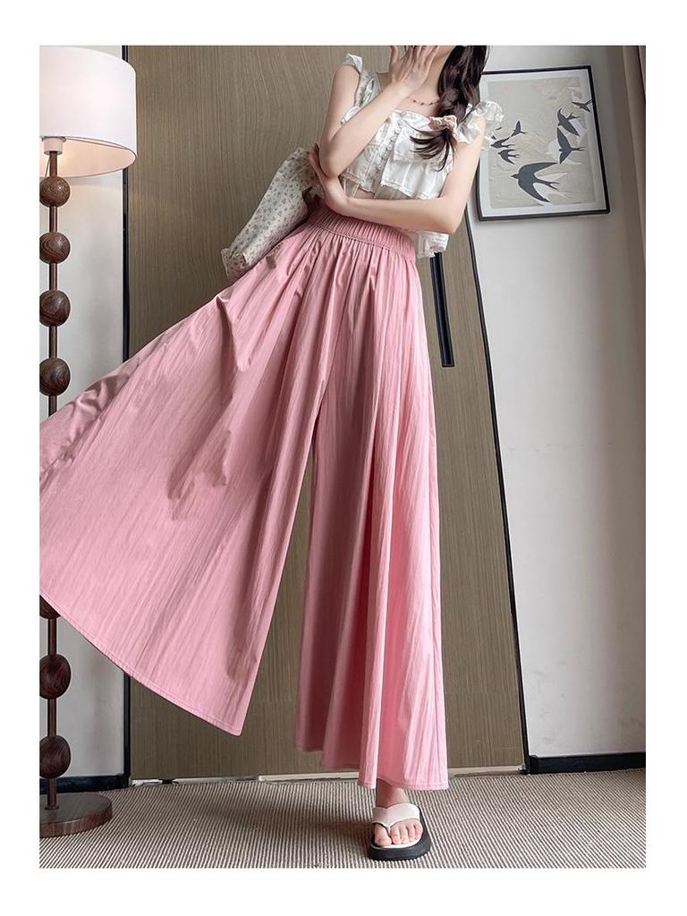 Apricot Yamamoto Women's High-Waisted A-Line Culottes, Summer 2025: Slimming, Casual, Petite, Lazy Wide-Leg Pants