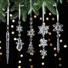 5pcs Christmas Tree Transparent Pendant Decoration Christmas Tree Acrylic Snowflake Hanging String Transparent Ice Cone Pendant