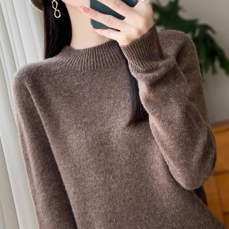 Women's Cashmere Sweater Qinghe Cashmere 30% Cashmere 70% Wool Autumn and Winter Cashmere Thick Pullover Soft and Warm