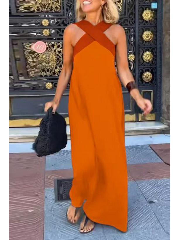 2025 Summer Sexy Backless Cross Long Dress for Women