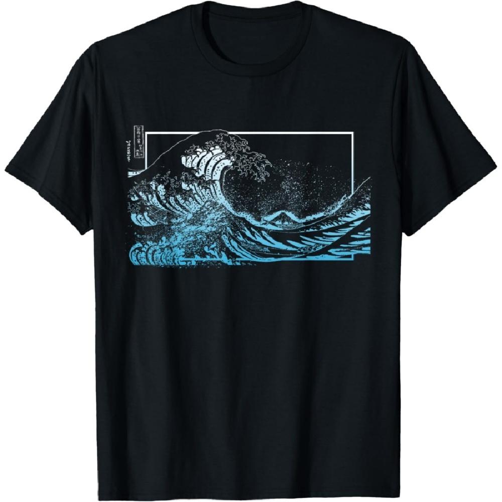 

Blue Great Wave off Kanagawa Blue Color Graphic T-Shirt S