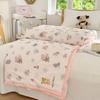 Cartoon Bear Printed Summer Quilt Lightweight Soft Cooling Blankets Machine Washable Single Double Size Thin Quilted Blanket
