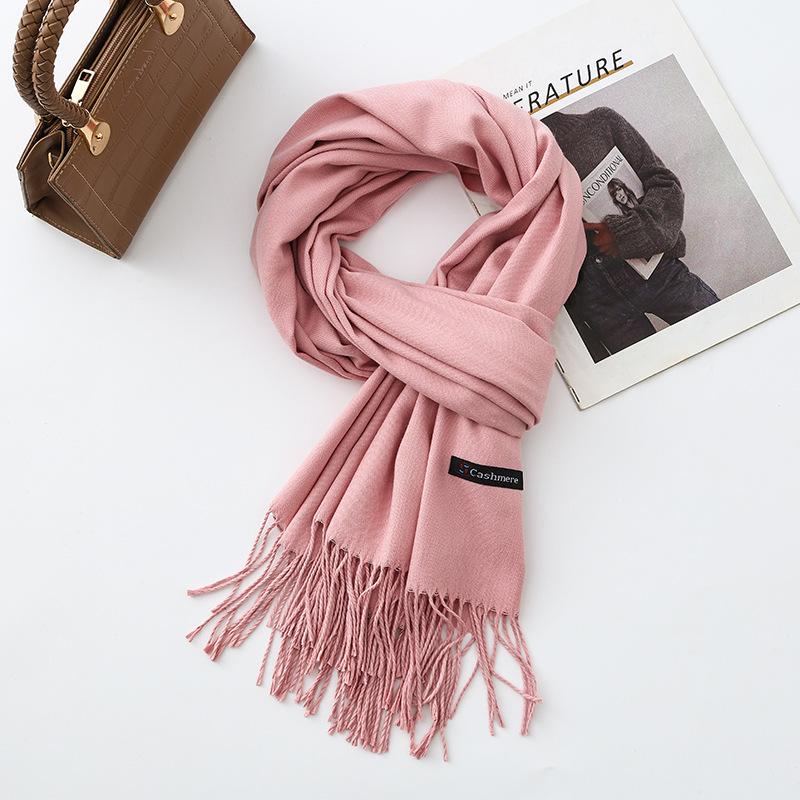 Cotton Solid Color Scarf for Women Winter Warm Wool Cashmere Scarf Autumn and Winter Women's Shawl Scarf Korean Style Atmosphere