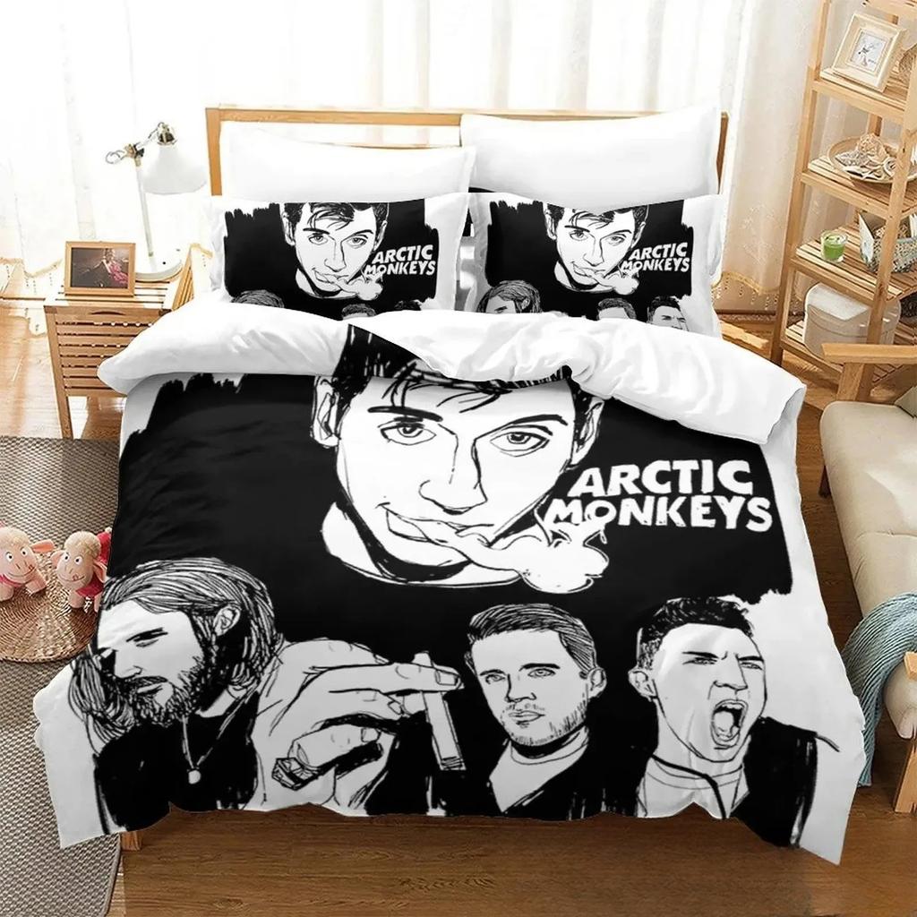 3D Printed Arctic Monkeys Music Band Bedding Set Duvet Cover Bed Set Quilt Cover Pillowcase Comforter King Queen Size Boys Adult