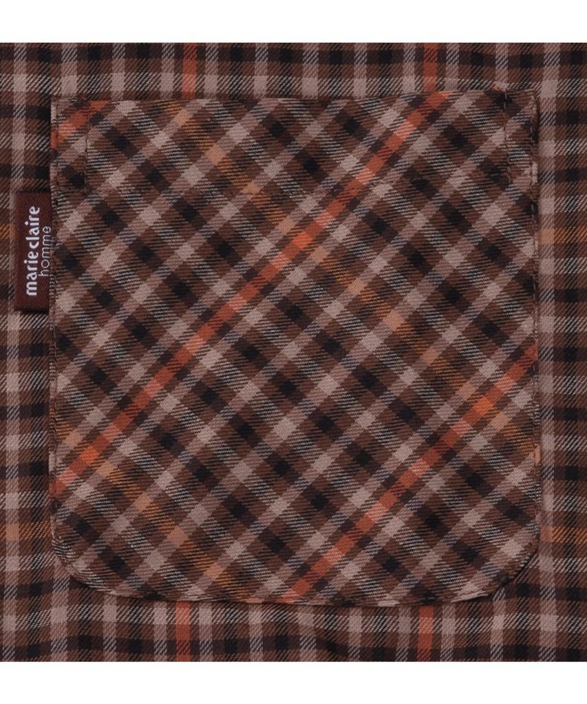 Marie Claire Homme Men's Brown Twill Check Long Sleeve Pajama Set