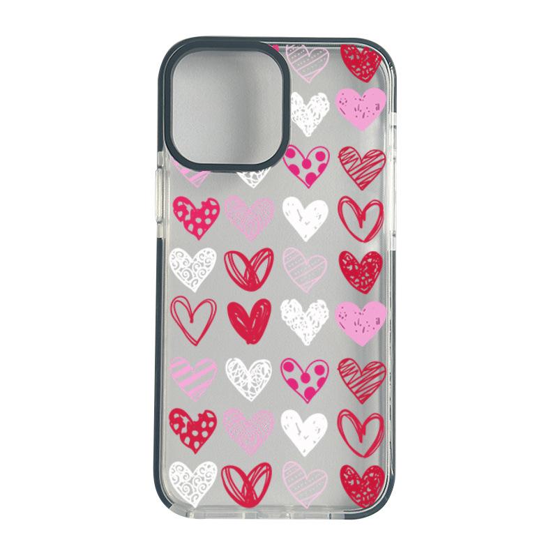Ins Wind Women's Transparent Mobile Phone Case Apple 17pro Color Love iPhone16 Anti-drop Protective Case 14 Soft Case