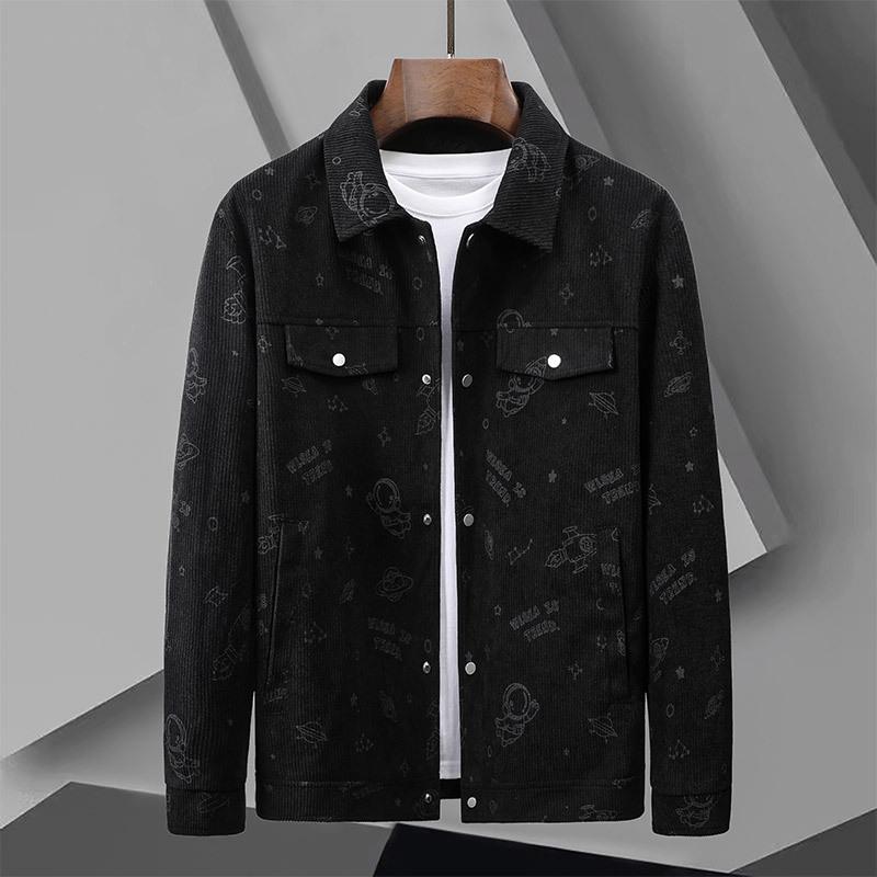 Jacket Men's Spring and Autumn Jacket New Slim Printed Men's Gown Gown Handsome Tops Trendy Spring Clothes